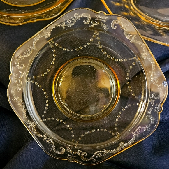 5 pc mixed bundle vintage Fostoria topaz yellow scalloped edge serving dishes - Picture 6 of 11